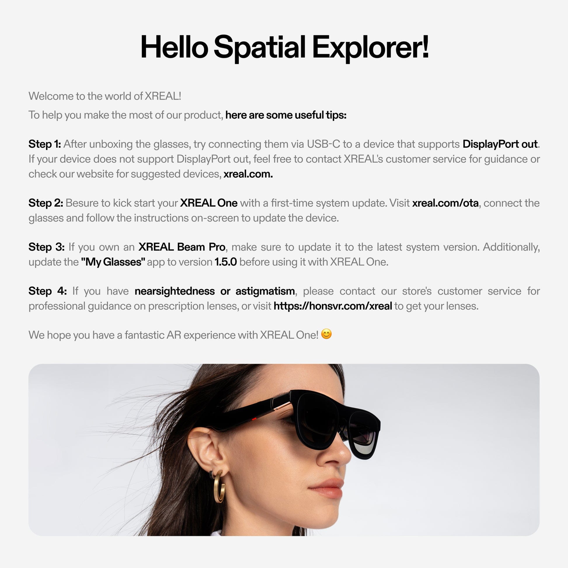 XREAL 1S AR glasses being used with gaming handheld device