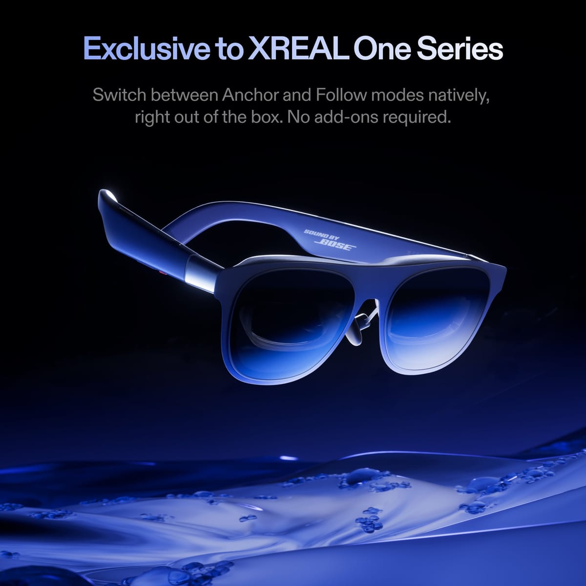 XREAL 1S AR glasses showing sleek design and virtual screen interface