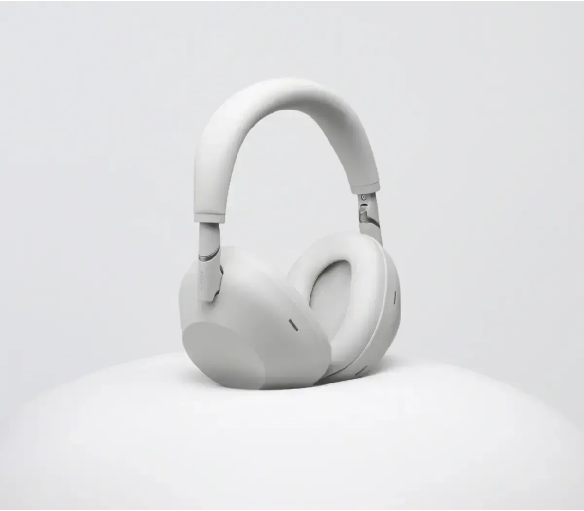 Sony WH-1000XM6 wireless noise-cancelling headphones showing premium design and foldable hinge mechanism