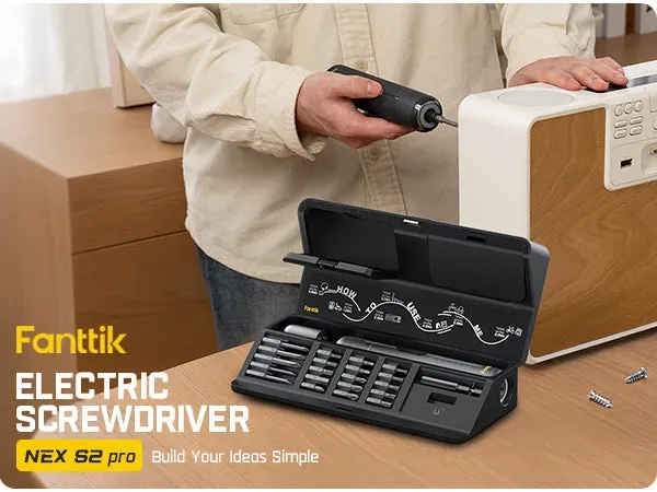 Fanttik S2 Pro cordless electric screwdriver showing compact design and included accessories